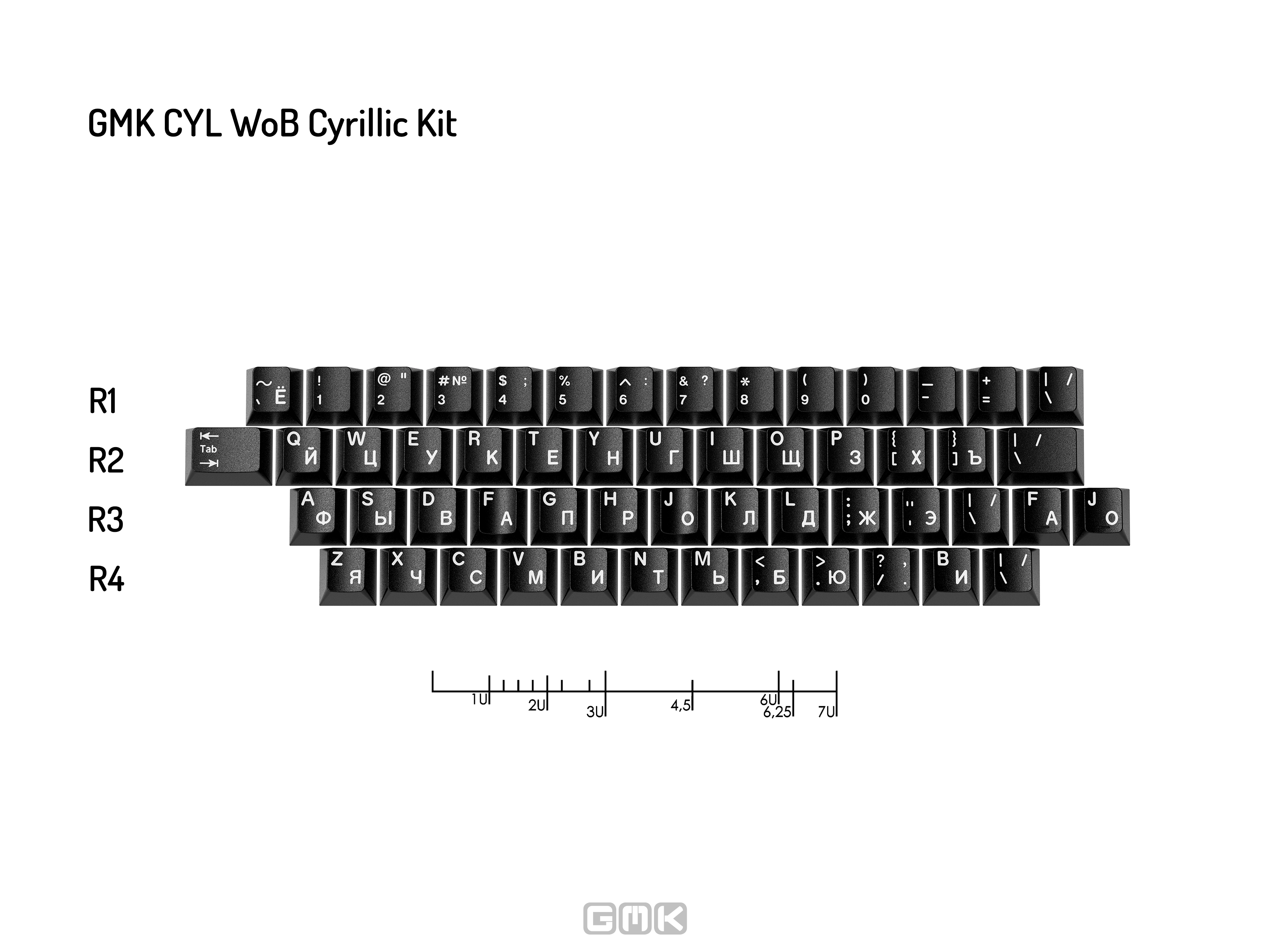 GMK CYL WoB | Classic White on Black Keycap Set